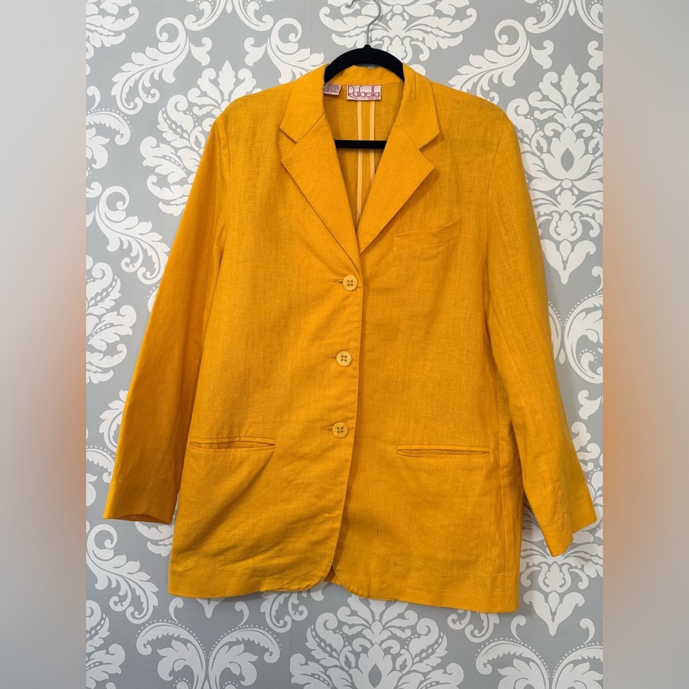4/$25 • Vintage‎ Rafaella Petites Yellow Linen Blend Blazer